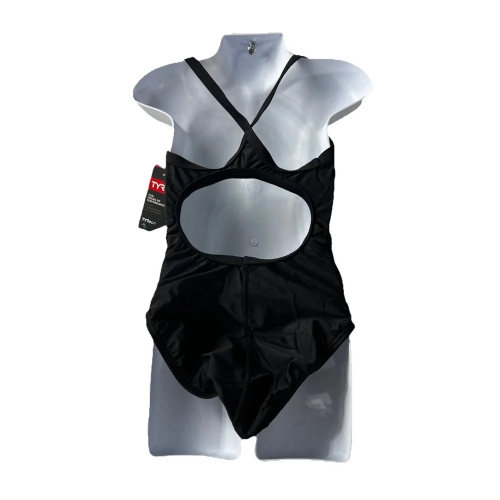 TYR One Piece Swimsuit Girls Size 26 Black Diamond Fit Womens Msrp 69.99 Tyreco